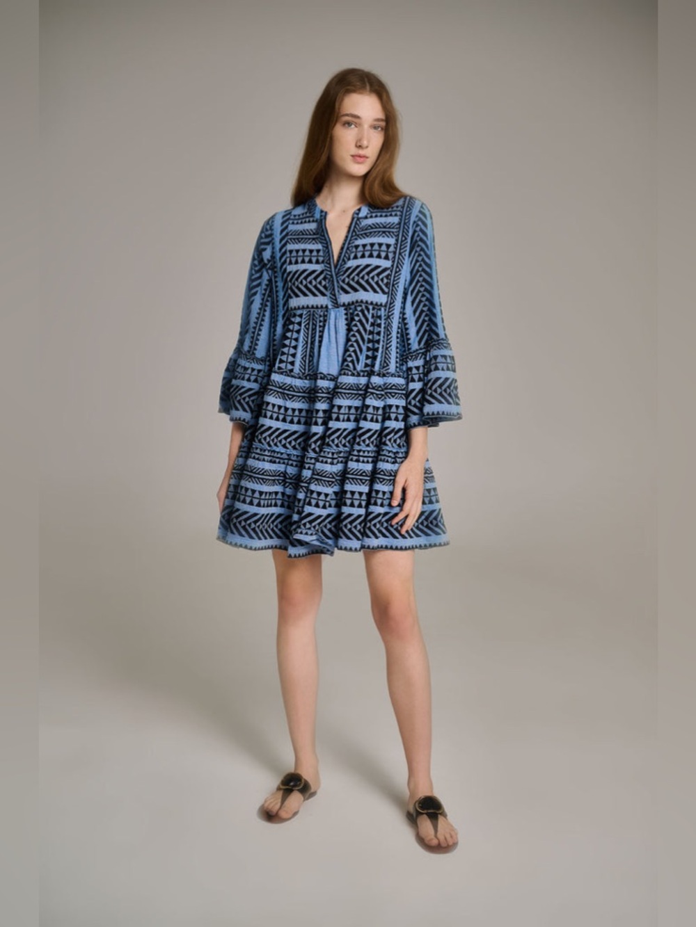 NWOT Anthropologie Devotion Twins Ella Mini Dress (Blue/Black) // Size S